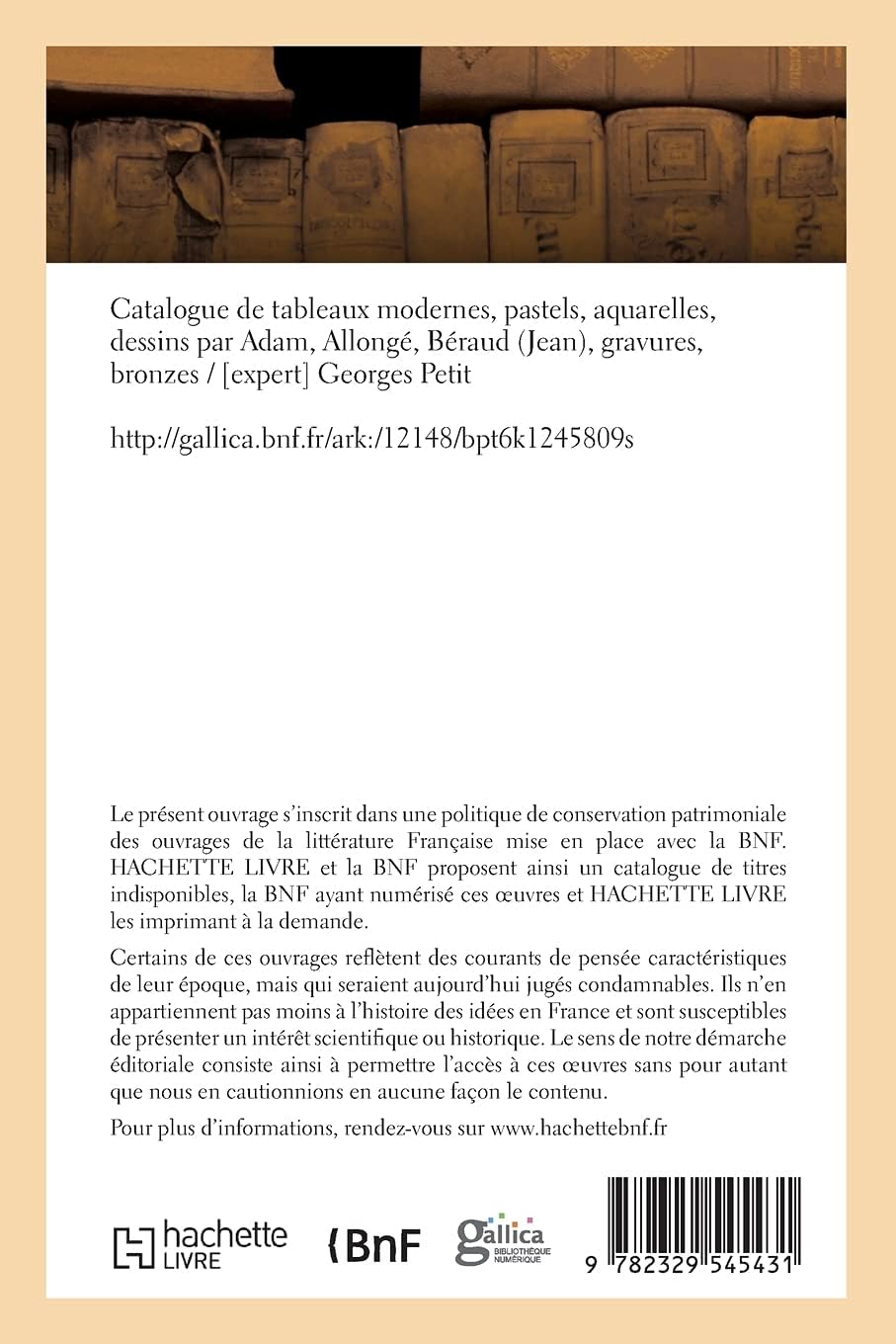 French Edition Catalogue De Tableaux Modernes back cover and spine details