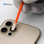 Demonstration of the extended handle reaching into tight electronic spaces.