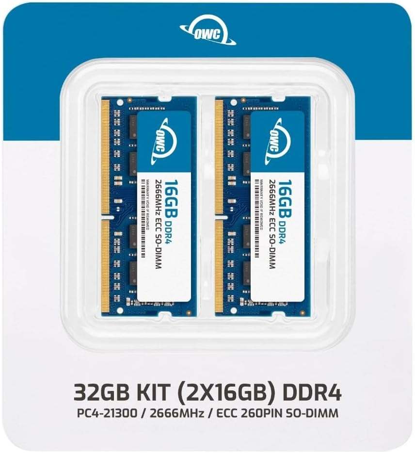 OWC 32GB DDR4 RAM sticks close up shot