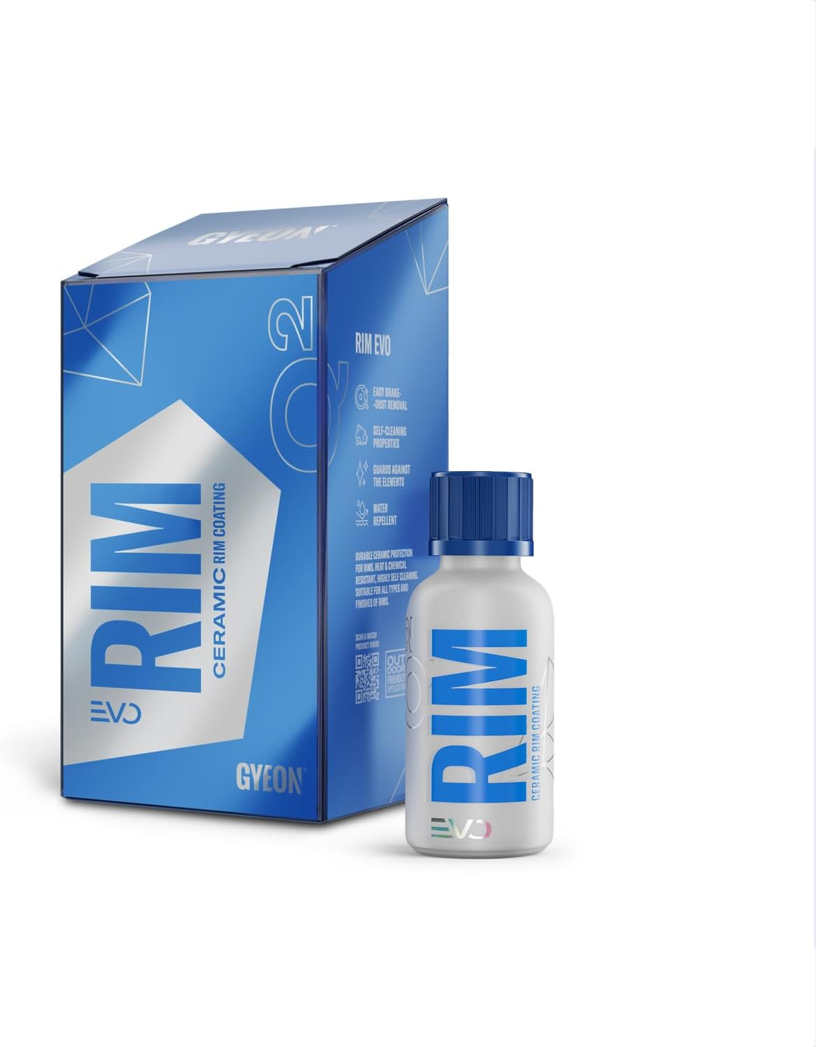 Gyeon Rim Evo ceramic wheel coating kit bottle and box front view