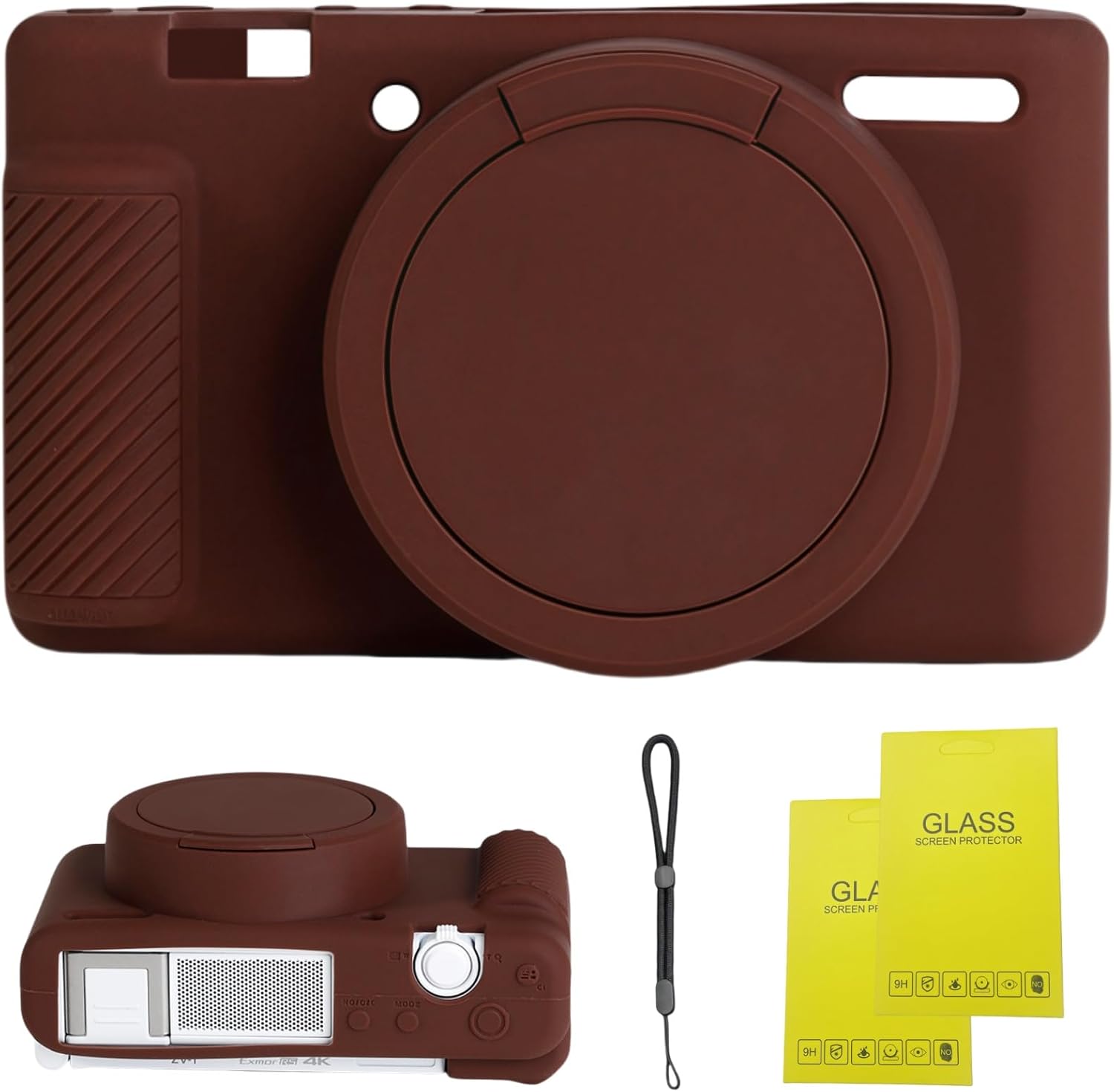 SZHSYJY Sony ZV-1 silicone camera case in coffee brown front view