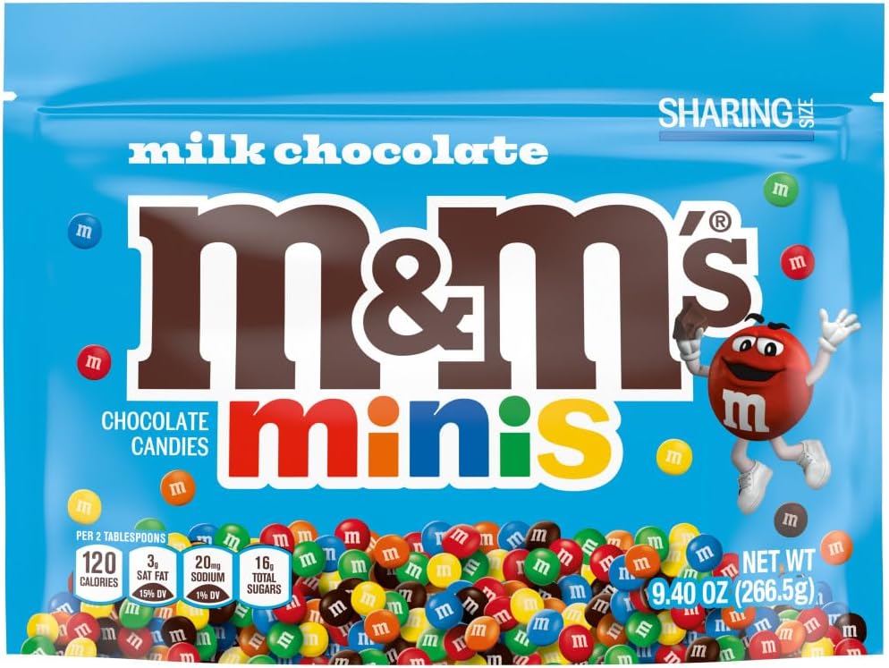 M&M'S Minis bulk summer candy poured out for baking ingredients visualization.