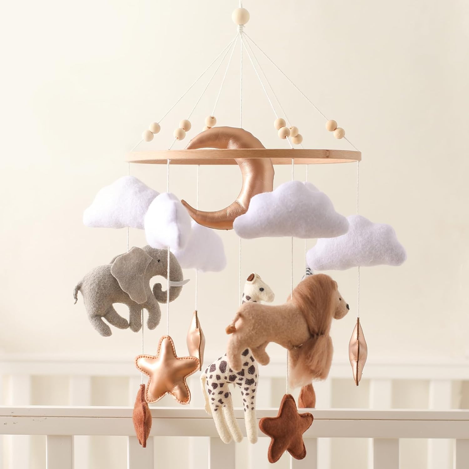 EBINGMIMA baby crib mobile front view hanging safari nursery decor