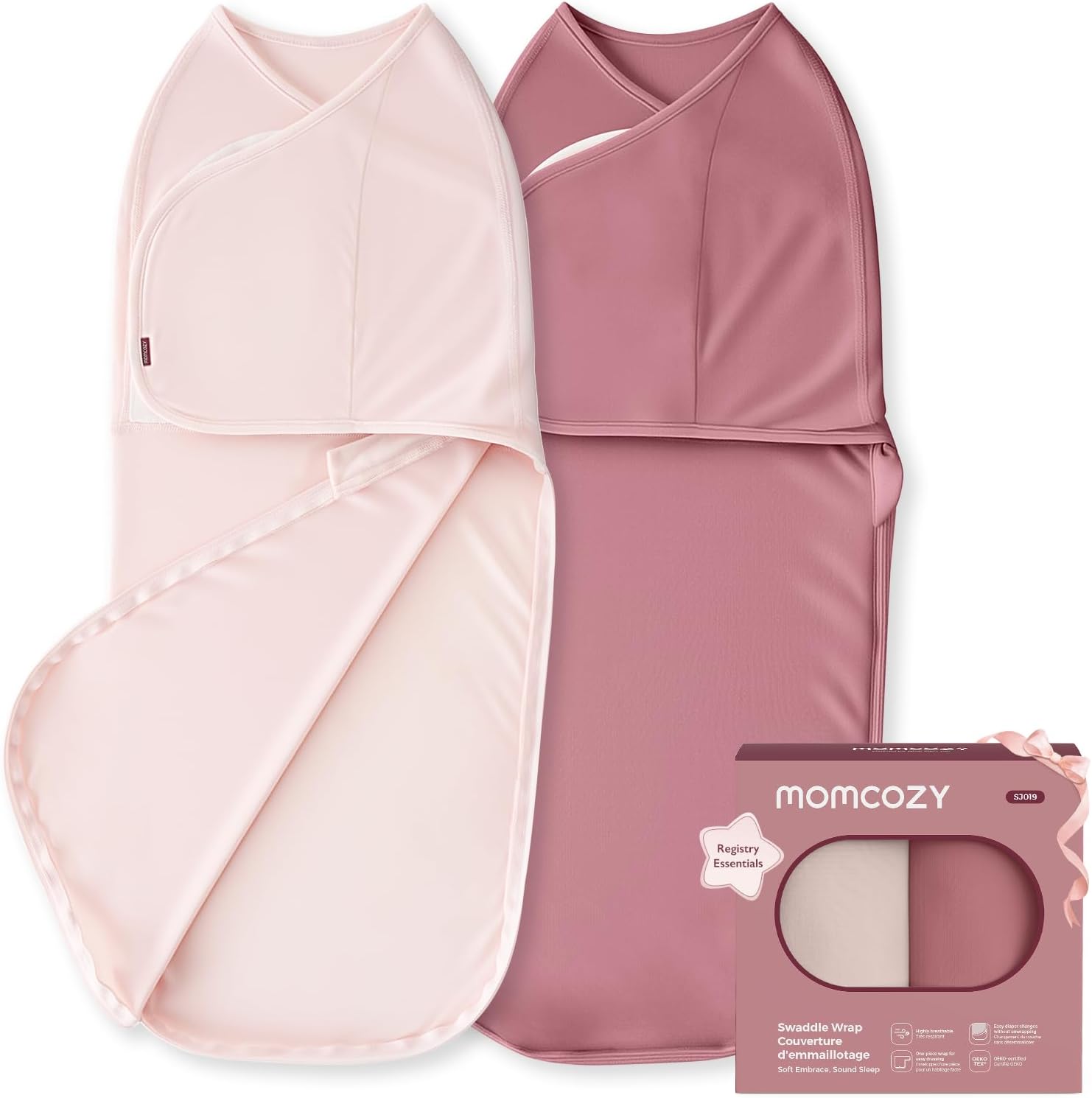 Momcozy newborn swaddle bloom print front view