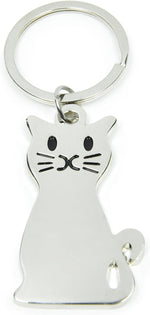 Elechobby Cat Keychain close-up showing engraved face and flexible tail detail