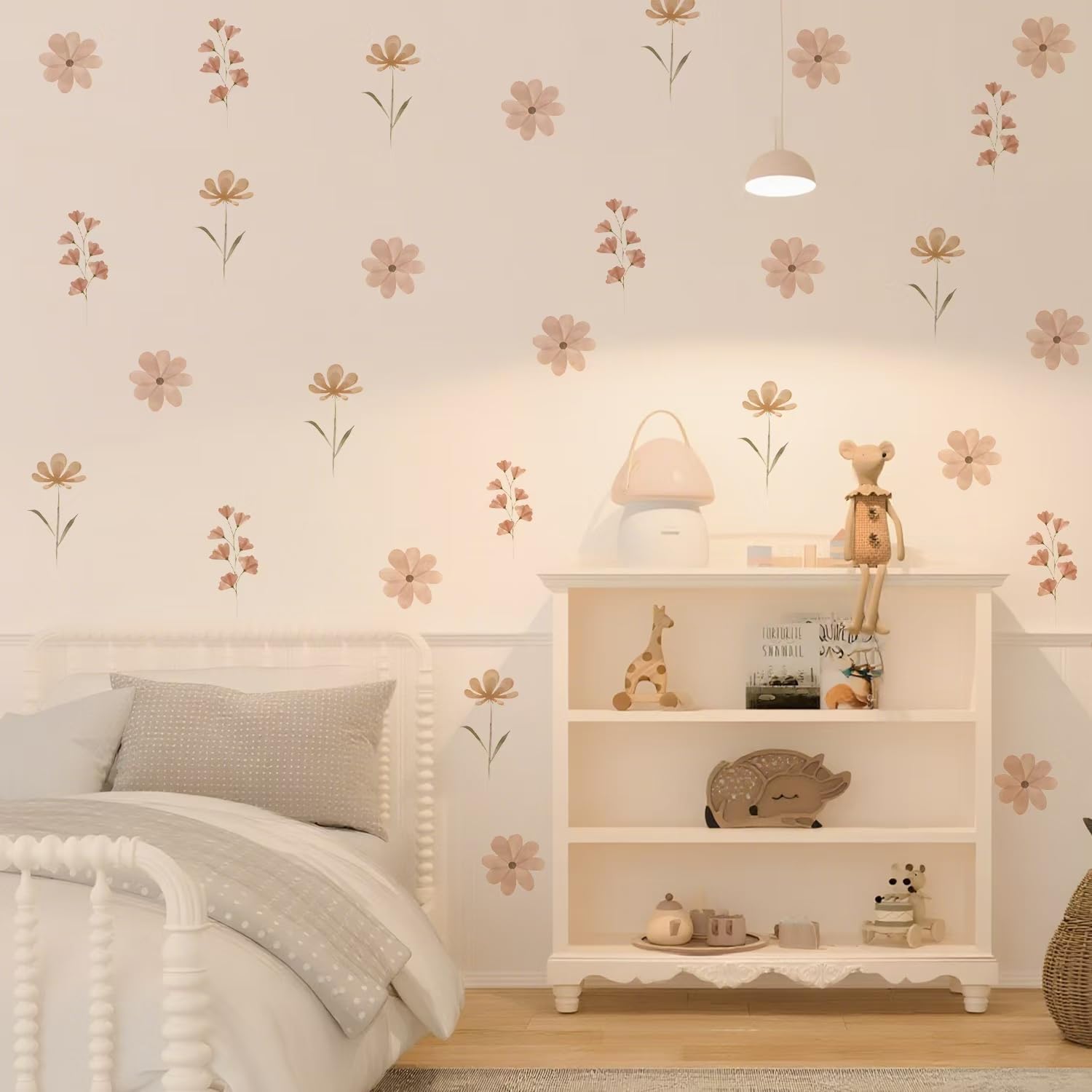 Qucheng boho watercolor nursery wall stickers front view