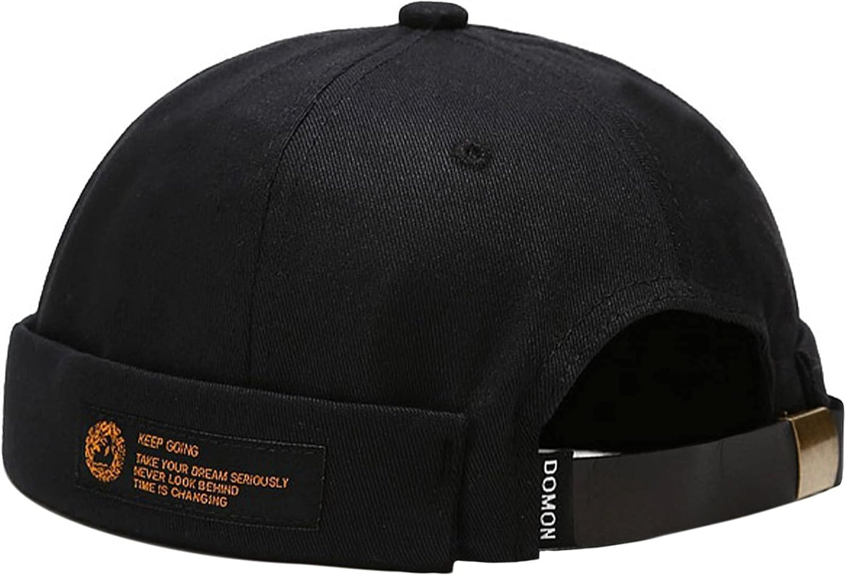 XYIYI brimless cap lifestyle angle worn outdoors