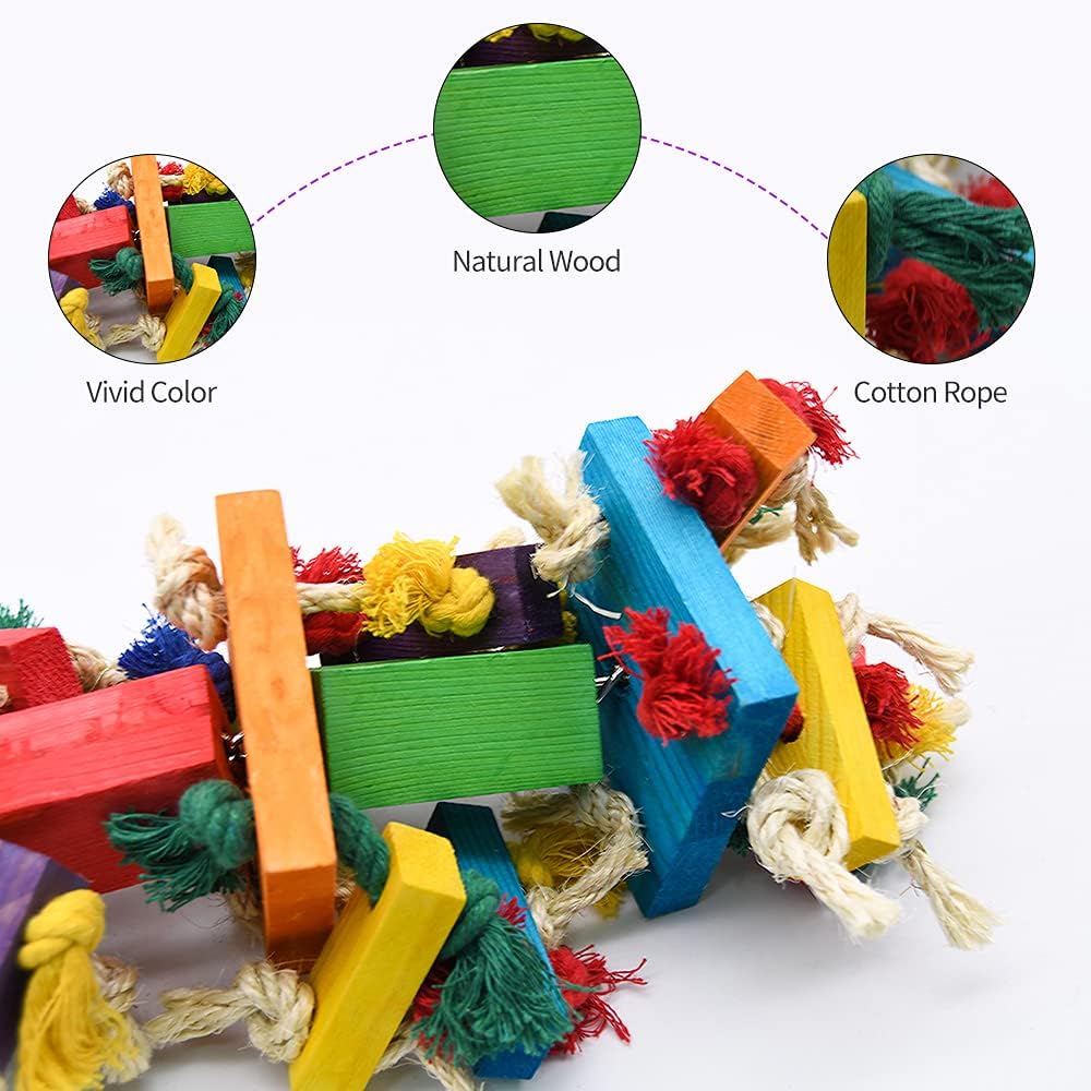 Numbered multicolored twenty inch natural wood bird toy for Macaws and African Greys