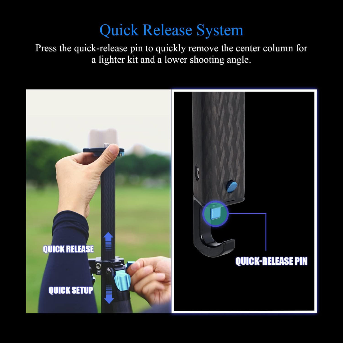 Sirui ST-224 camera support with dual threaded stud mount