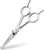 Trixie curved grooming scissors trimming a fluffy cat's facial fur.