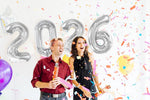 IWERP silver 40 inch 2026 party decorations displayed on a wall