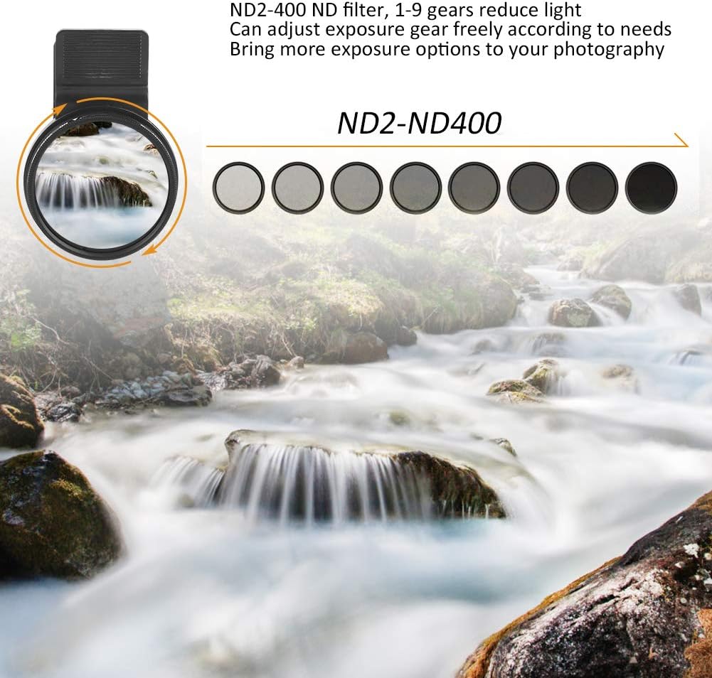 Yunir smartphone camera lens filter mounted on device