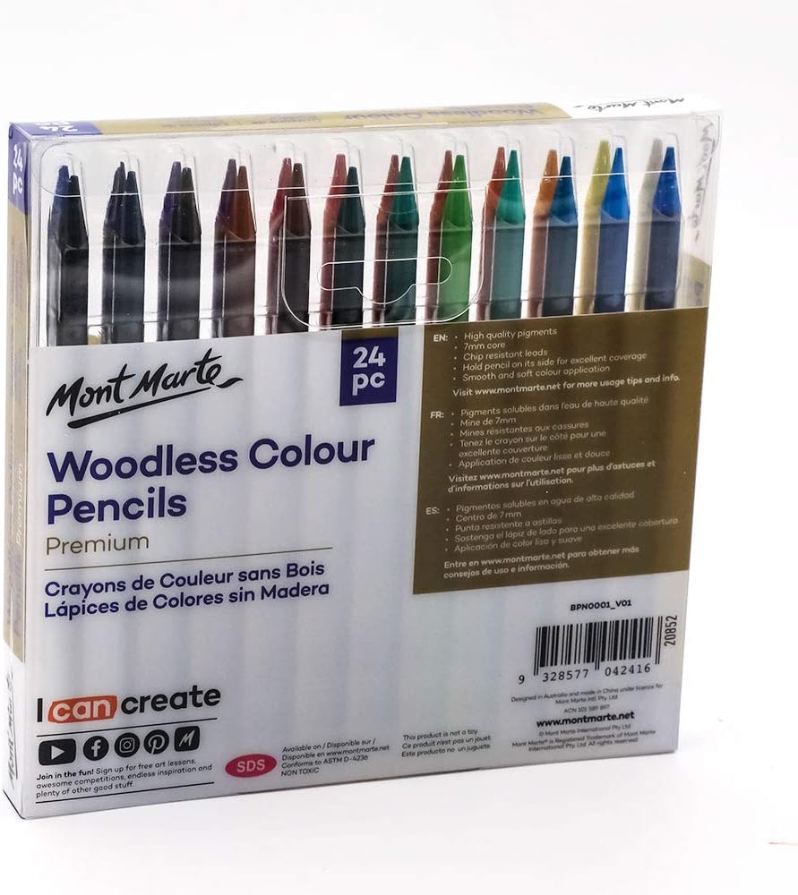 Back of packaging showing color range for Mont Marte pencils