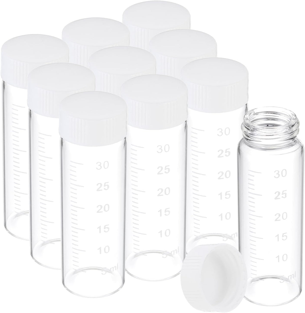 PATIKIL 10pcs 5ml Small Brown Glass Vials with White Screw Cap, Borosilicate Glass Graduated Sample Bottles for Solid Liquid Powder Storage - Image 9