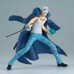 Close up of Trafalgar Law face sculpt and hat details on Banpresto figure