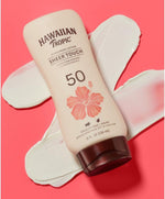 Hawaiian Tropic Sheer Touch sunscreen texture and dispensing view