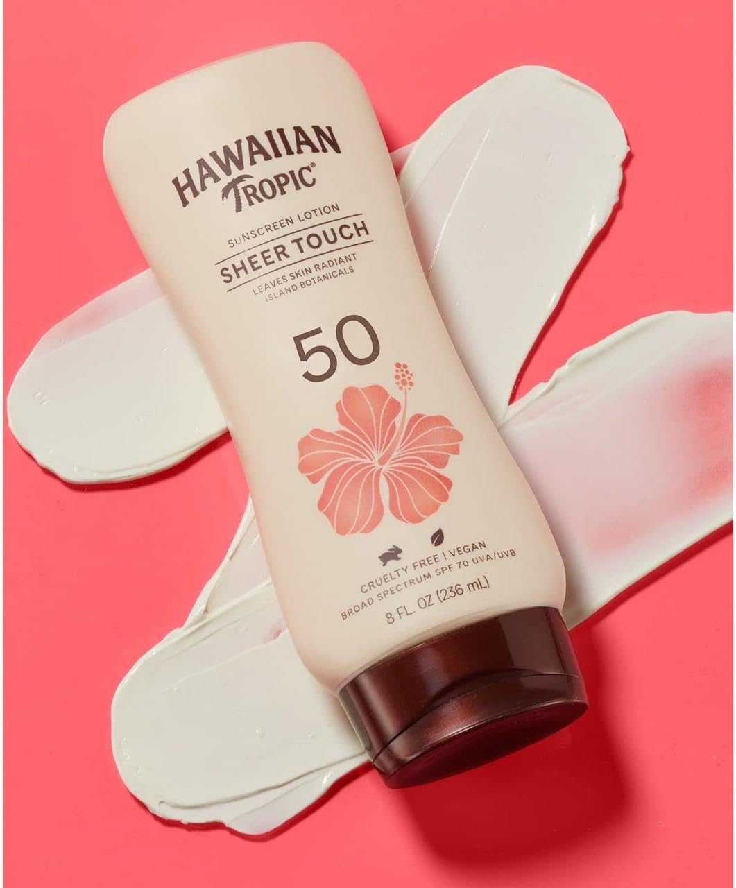 Hawaiian Tropic Sheer Touch sunscreen texture and dispensing view