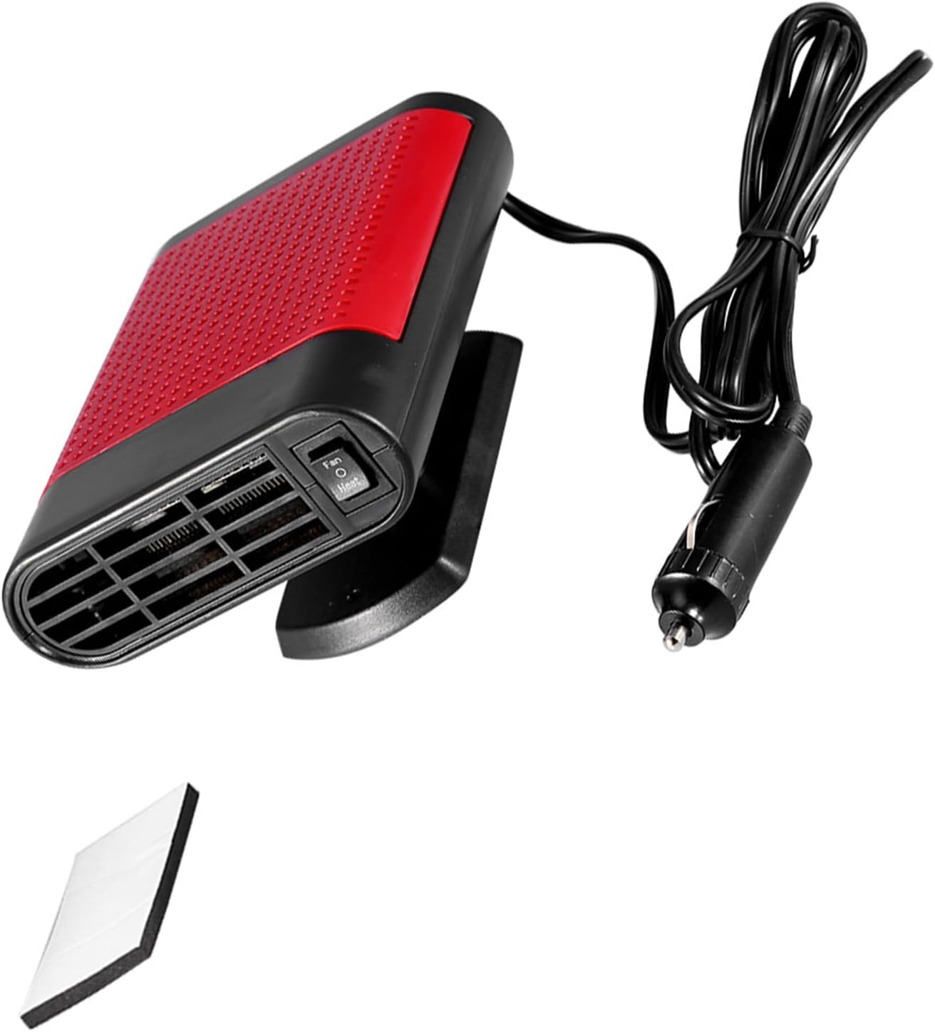 Suuonee car window defroster 12V portable heater front view showing compact red and black design.