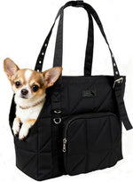 Senior Budday dog purse carrier front view in black