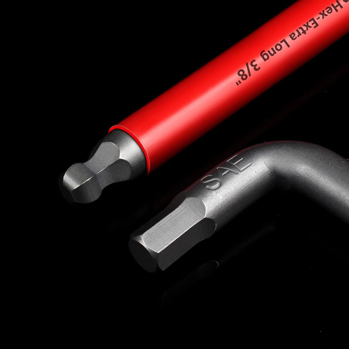 Close-up of color-coded EVA sleeves on Facoow ball end allen keys