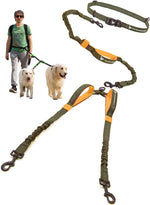 Pet Dreamland hands free double dog leash khaki and orange front view packaging