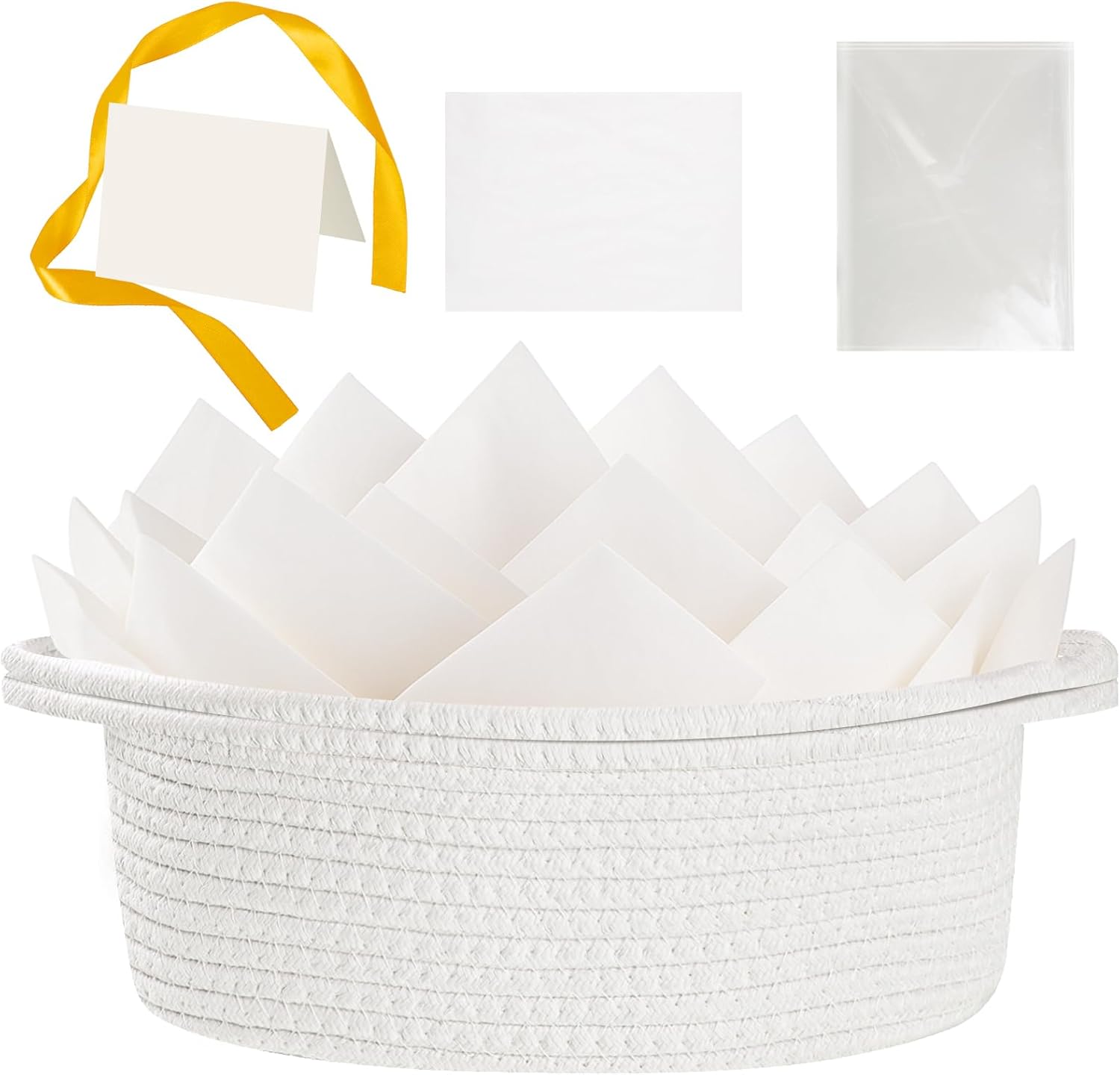 LANDNEOO empty woven gift basket white front view for baby shower hamper