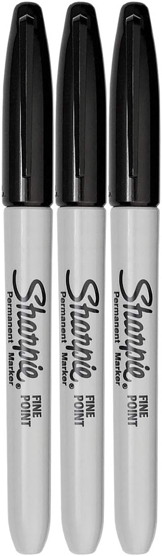 Sharpie permanent marker fine point black pack of 3 front view
