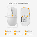 Glorious Gaming Model O 2 PRO 4K/8K White Wireless Gaming Mouse - 2.4GHz Wireless 1ms delay, 4K/8K Polling, 100M clicks, 59g Ultralight, Long Battery Life, 26K DPI BAMF 2.0 Sensor, 6 Buttons - Image 10