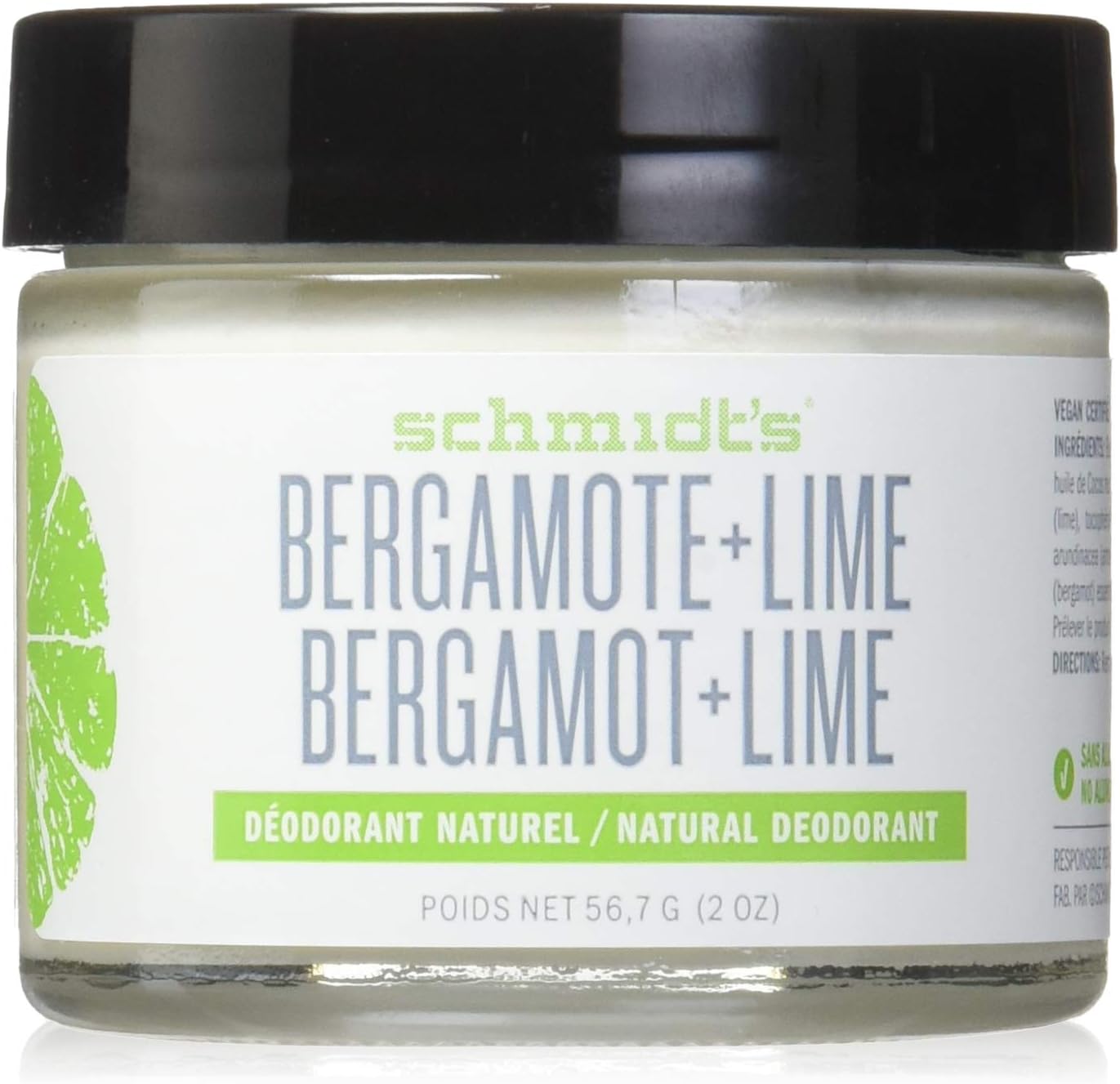 Schmidt's Natural Deodorant Bergamot and Lime jar front view natural skincare