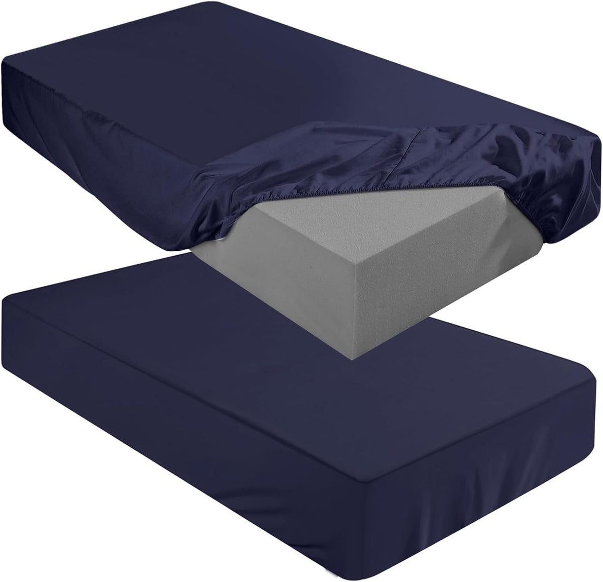Fitted Sheet (Sheet Only) Compatible with Milliard Trifold Mattress Folding Mattress Fitted Microfiber Bedclothes for Camp Bunk Rvs Bed(Dark Gray,2 Pcs,Twin,6'') - Image 9