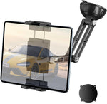PLDHPRO heavy duty car tablet holder front view mounted on a vehicle dashboard showing the premium metal arm construction.