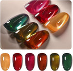 GAOY Wonder Color Gel Nail Polish, Jelly Red Green Brown Yellow Hot Pink Colors Sheer Gel Polish Kit for Salon Manicure and Nail Art DIY at Home - Image 1