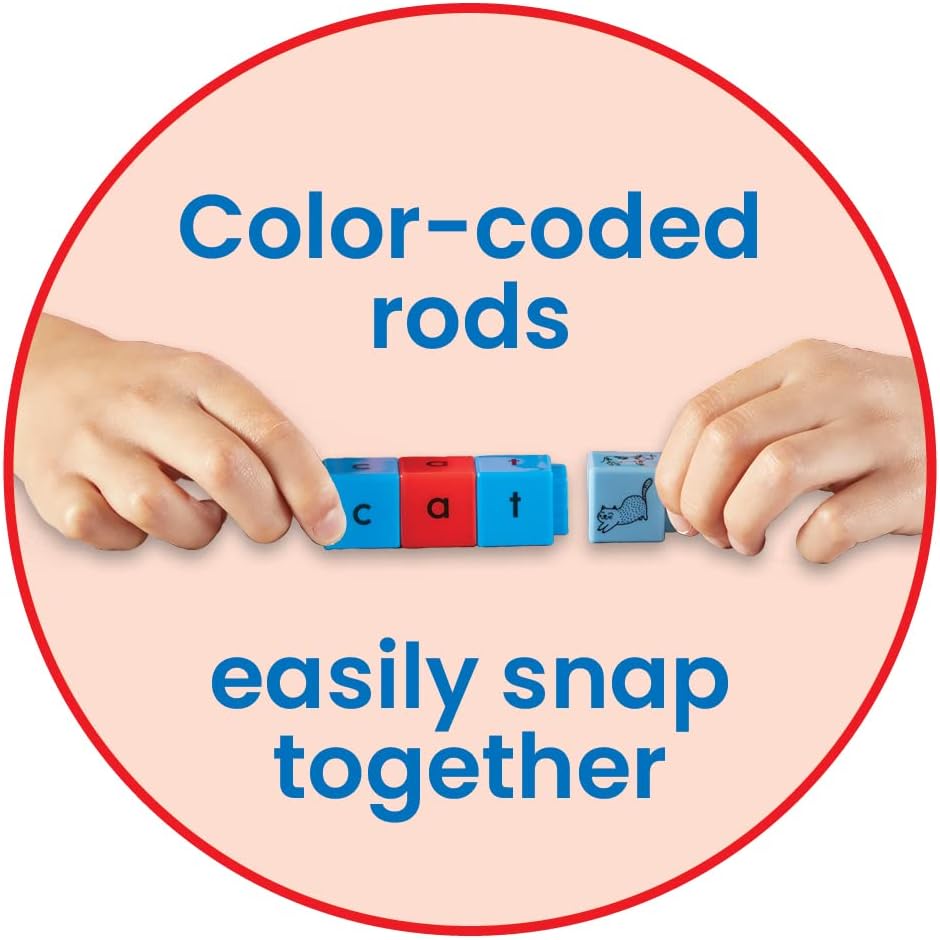 Close up of color-coded snap together alphabet rods