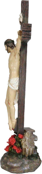 Ebros crucifix showing the Rose of Sharon base