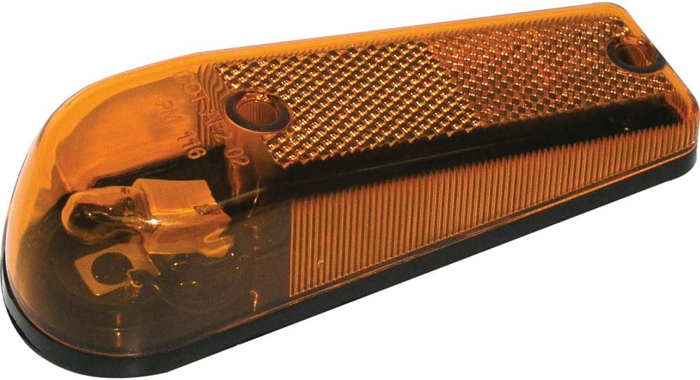 Peterson Anderson Marine M116A amber clearance side marker light front view showing reflex reflector lens