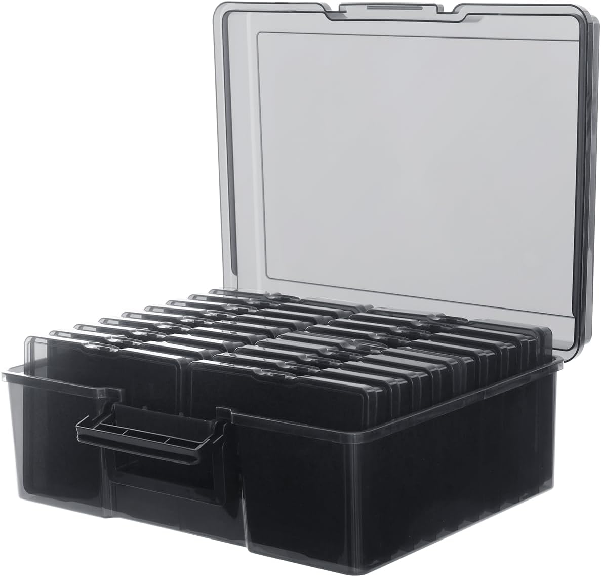 IDekooror Photo Storage Box front view showing 18 inner containers