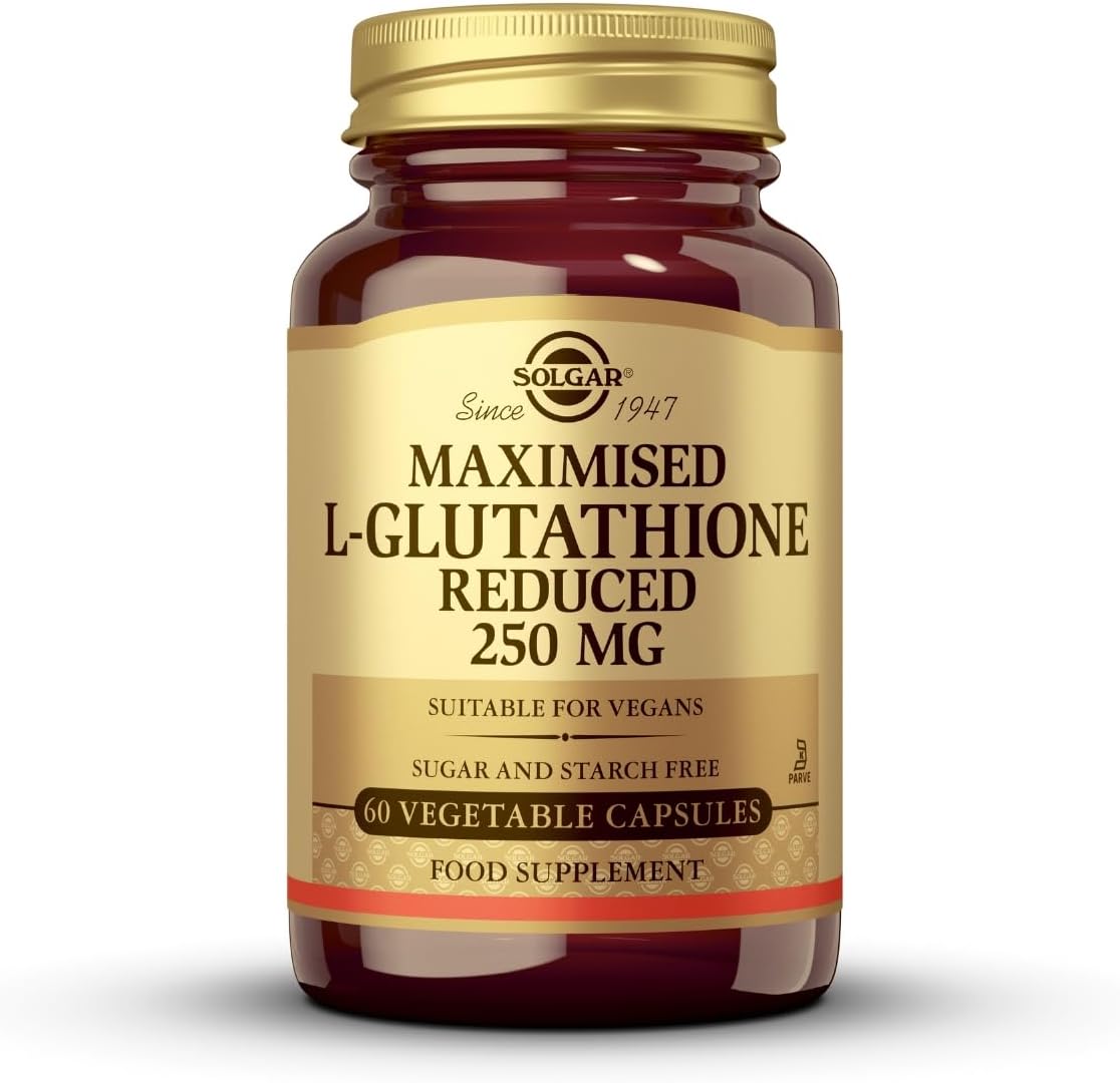 Solgar Reduced L-Glutathione 250 mg front view antioxidant supplement bottle
