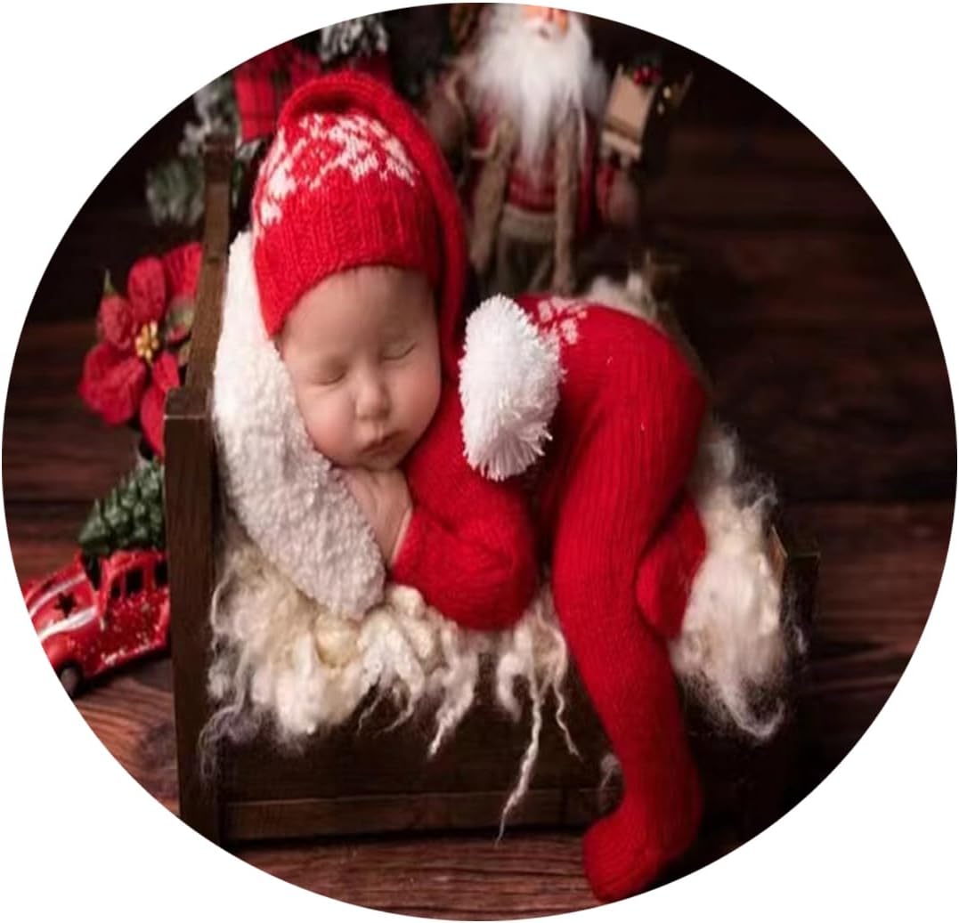 Xmas Newborn Baby Photo Props Boy Outfits Crochet Santa Claus Red Hat Pants | Newborn Picture Outfit,for Baby Girl Photography,Newborn Boy Photoshoot Outfits,Newborn Photography Prop,Xmas Photo Outfit - Image 9