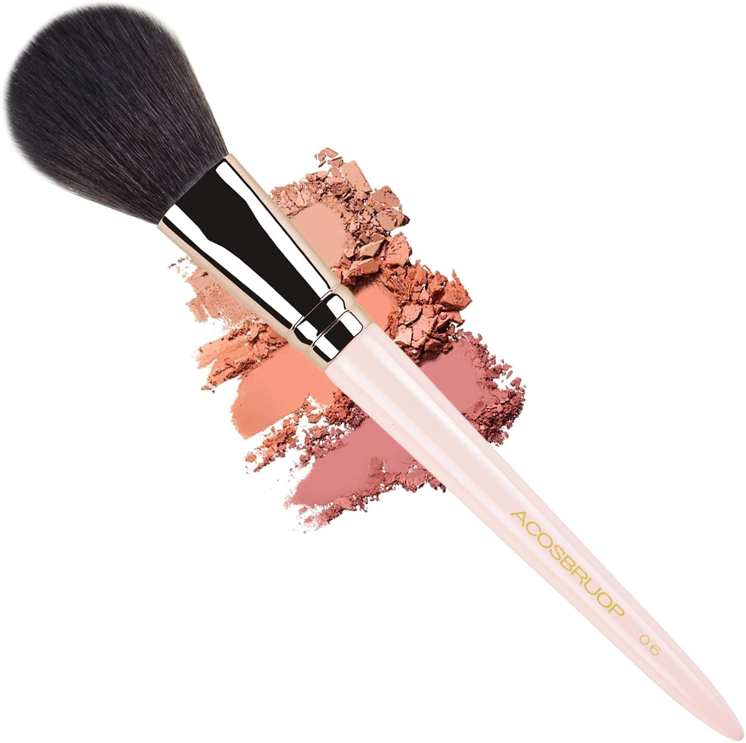 ACOSBRUOP loose powder blush brush front view showing fluffy oval head