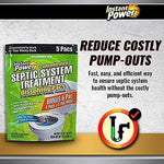 Five pack Instant Power septic system cleaner for plumbing maintenance.