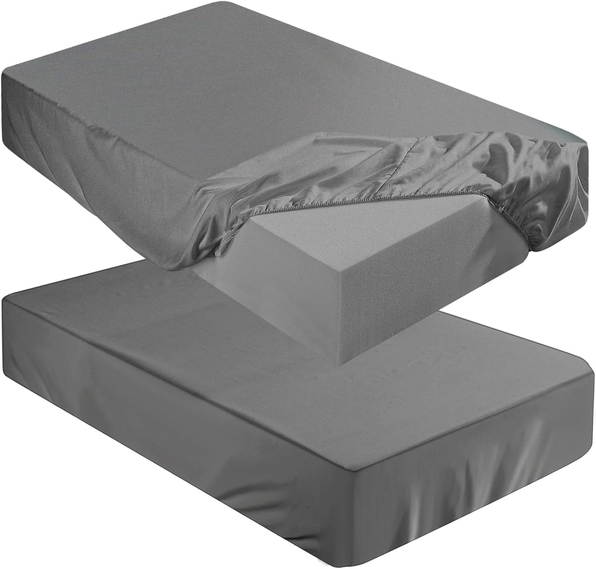 Fitted Sheet (Sheet Only) Compatible with Milliard Trifold Mattress Folding Mattress Fitted Microfiber Bedclothes for Camp Bunk Rvs Bed(Dark Gray,2 Pcs,Twin,6'') - Image 12