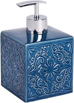 Wenko Cordoba Blue Ceramic Soap Dispenser front view