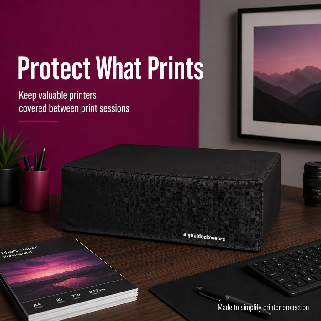 Printer protector showing reinforced double-hemmed bottom and stitched seams