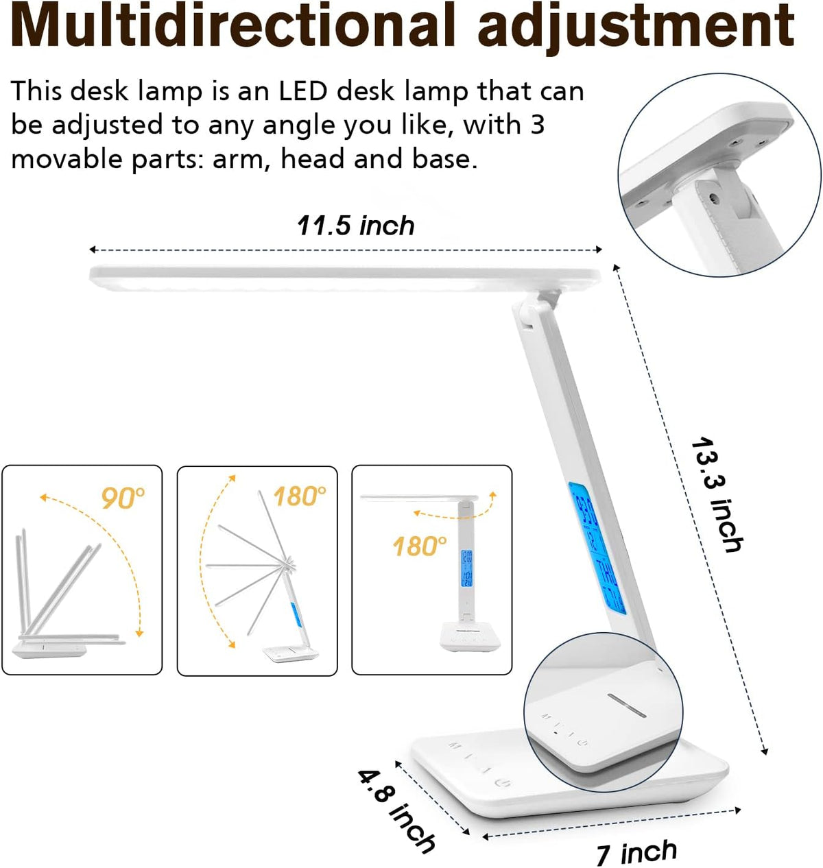 LAOPAO Desk Lamp with Wireless Charger: USB Charging Port, Table Lamp with Clock, Desk Lamps for Home Office College Dorm Room Essentials - Image 9