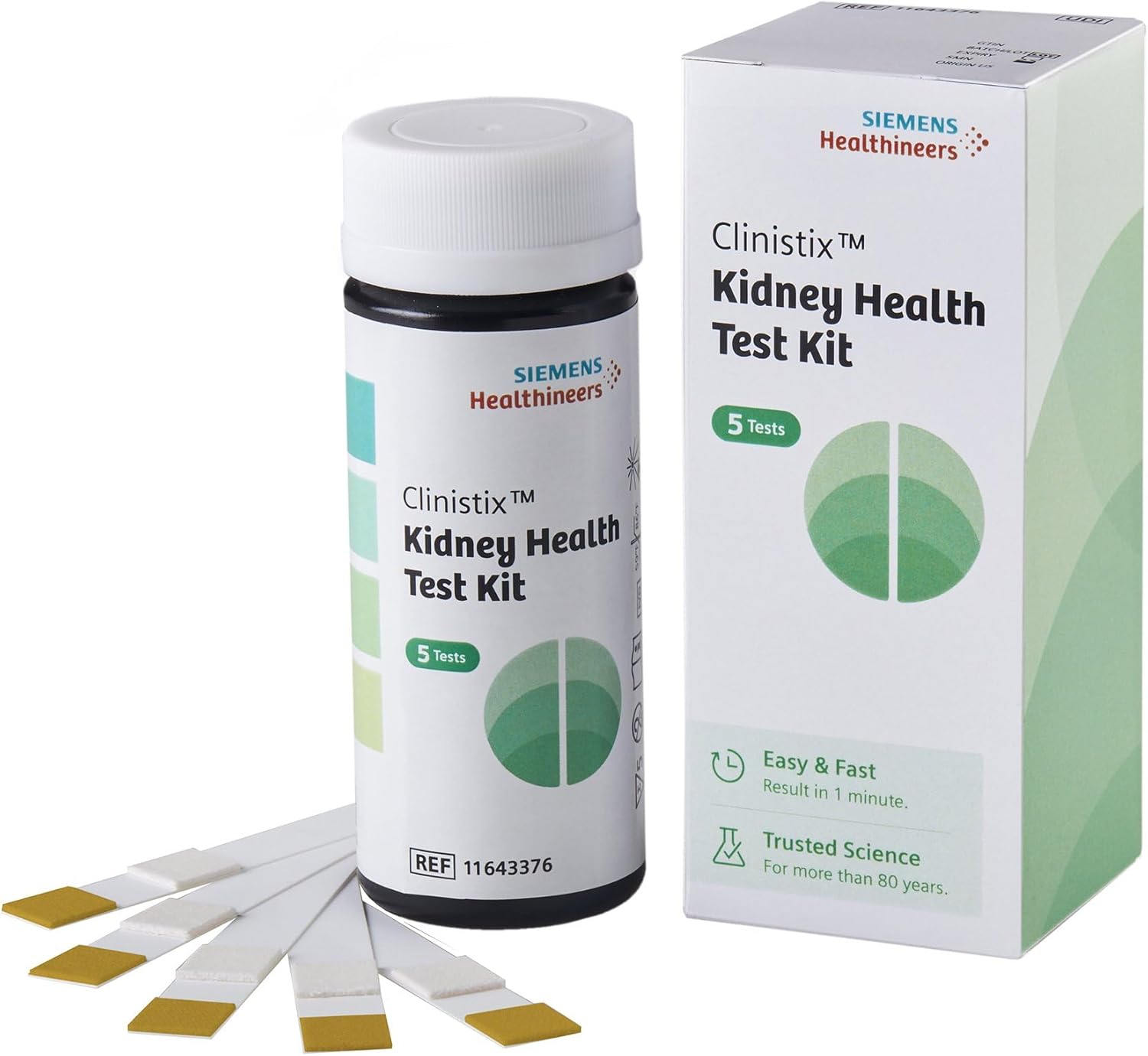 Clinistix Kidney Health Test Kit, Urine Test Strips - Easy-to-Use at-Home Dipstick Testing for Albumin and Creatinine, Fast 1-Minute Results, 5 Tests, 2 Count - Image 1
