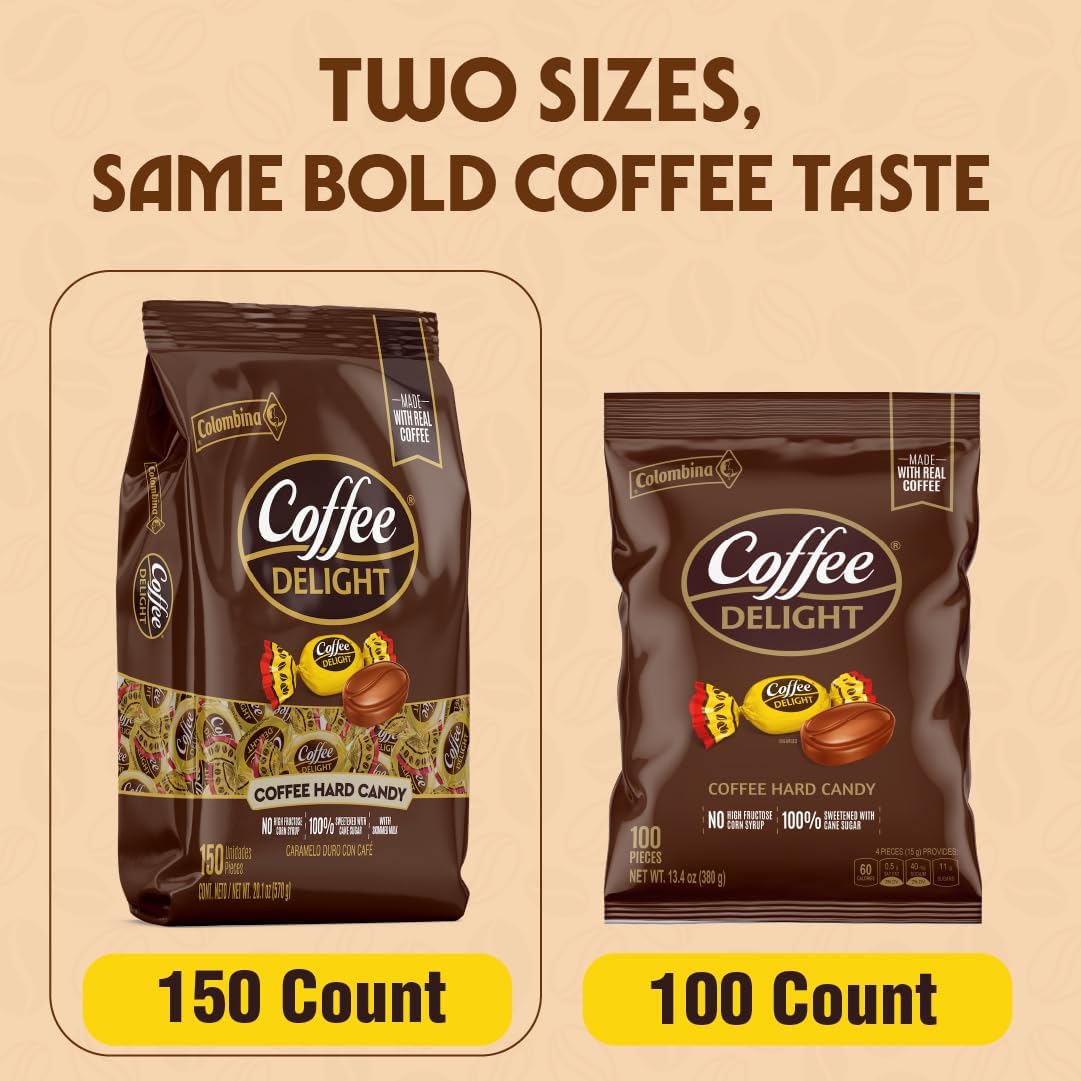Coffee delight hard candy bag side profile