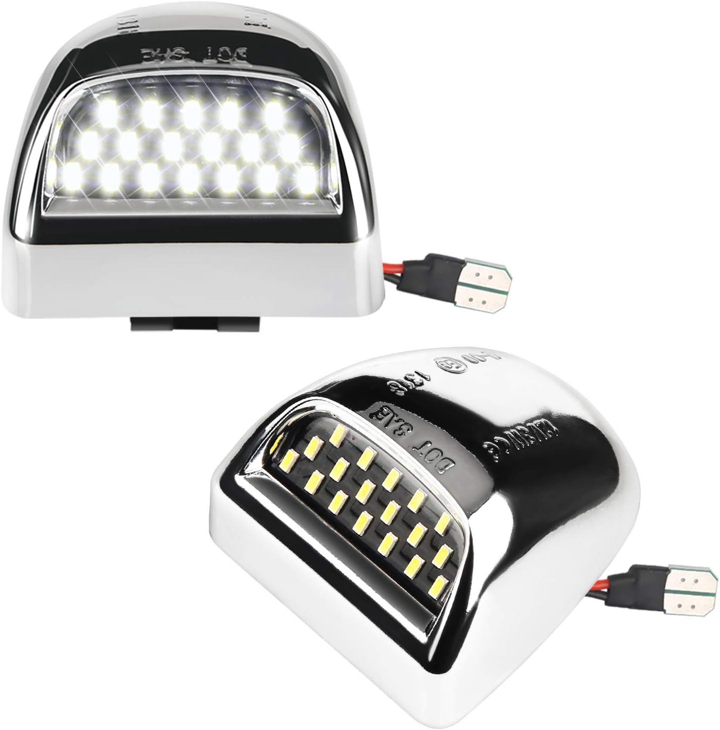 MbuyDIY LED license plate light lamp assembly chrome housing front view