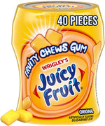 Juicy Fruit premium imported sugar free bubble gum multi pack packaging close up