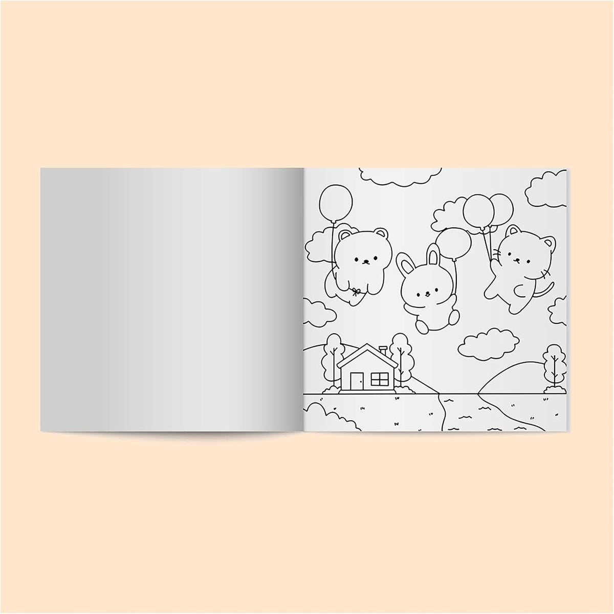 Close up view of paper quality and coloring layout inside Snug Life book