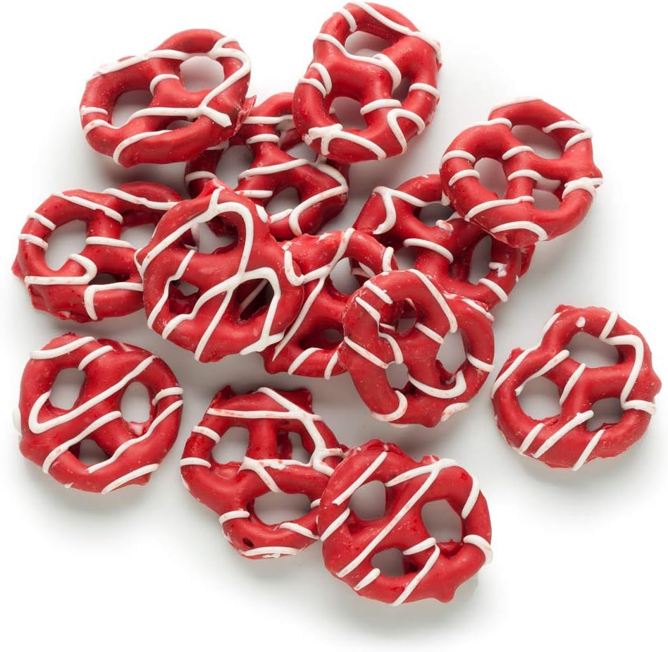 Close up of Cherry Republic cherry glazed pretzel twists